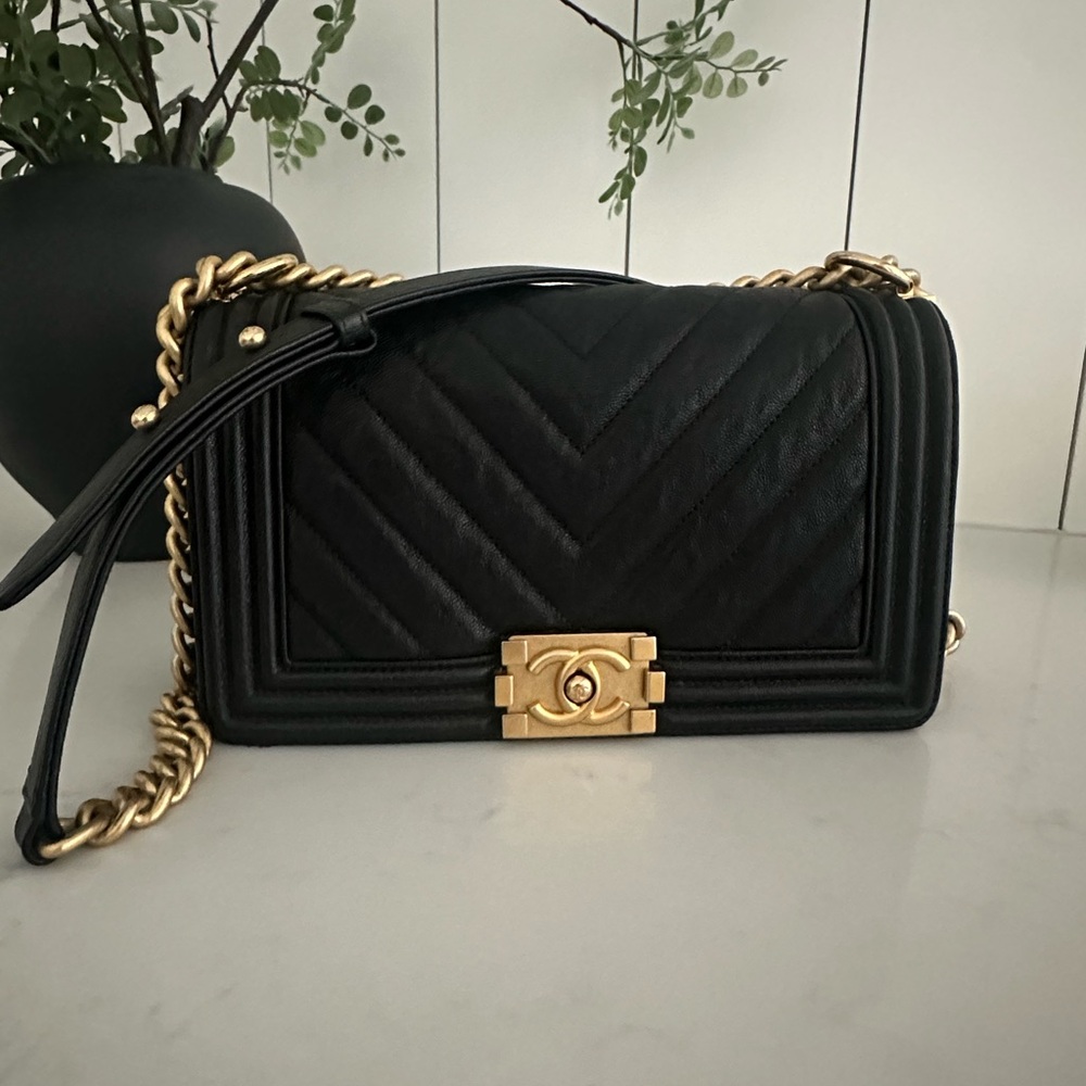 Chanel Black Chevron Boy Bag